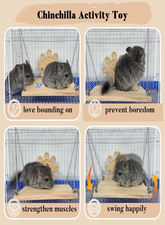 Jevnd Chinchilla Swing Toys Hanging Cage Accessories, Enriched Life Kiln Dried Pine Chinchilla Ledges and Safe Jumping Platforms, Interactive Enrichment Puzzle Toy, Chinchillas Exercise Play Toys - Image 3